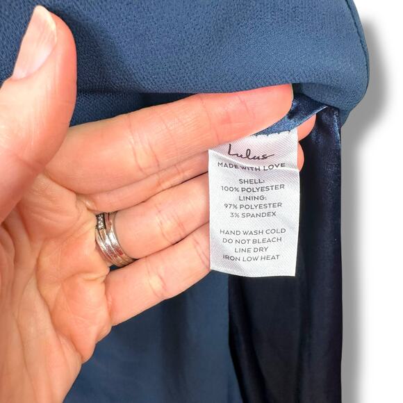 Lulus NWT Love Me Forever Navy Blue Tie-Strap Square Neck A-Line Maxi Dress XL - Picture 10 of 10